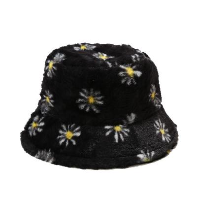 China 2021 New Daisy Flower Pattern Warm Winter Multicolor Fisherman Plush Basin Hat COMMON hat for sale