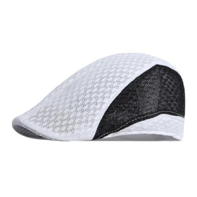 China Large Size Art Mesh Cap British Retro Beret Summer Hollow Picture Hat For Gentleman for sale