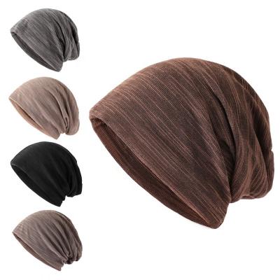 China High Quality Striped Men and Women Striped Spring Autumn Thin Turban Hat Cotton Cloth Hooded Hat Wholesale for sale