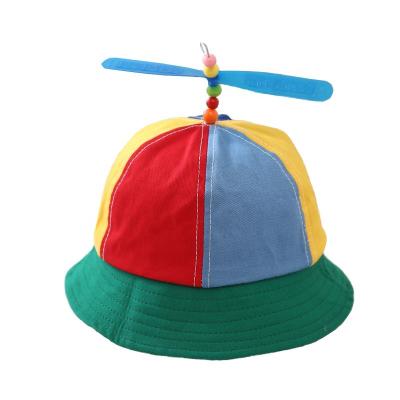 China breathable & New Waterproof Children's Thruster Hat Bamboo Dragonfly On Top Fisherman Hat Baby Sun Basin Windmill Boy And Gril Autumn And Summer for sale