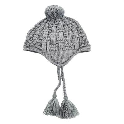 China breathable & Autumn and winter hat jacquard wool waterproof knitted warm unisex ball woven earmuffs warm thick yarn hat for sale