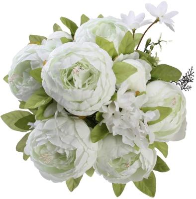 China Vintage Environmental Artificial Peony Flower Silk Flower Bouquet Wedding Home Decoration, Pack of 1 (White) for sale