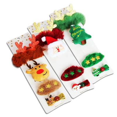 China Wholesale Hot Selling Environmentally Friendly Christmas Celebration Gift Hairpin Stain Brooch Clip Set Elastic Band Christmas Hair Accessories for sale