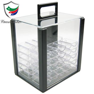 China Casino Quality 1000pcs Eco-friendly Material Acrylic Poker Chip Display Carry Box Case for sale