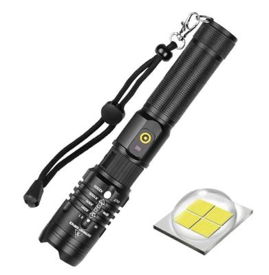 China Outdoor USB Rechargeable Adventure 18650 Zoom Rechargeable Xhp50 Led Flashlight P50 With Power Bank for sale