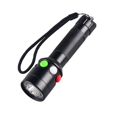 China Waterproof Rechargeable Flashlight 3 Color LED Emergency Road Light Road Camping Railway Signal Torch for sale