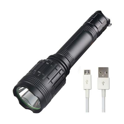 China USB Camping Rechargeable Power Bank XML2 Led Flashlight 1km Long Range Aluminum Torch Light for sale