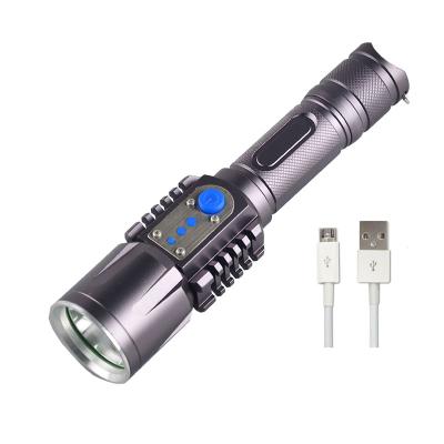 China Aluminum Powerful Long Range Emergency Power Bank High Power Rechargeable USB LED Flashlight for sale