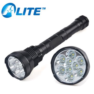 China Industrial Tactical Flashlight 10000 Lumen Torch Most Powerful Police Light with 9 T6 Bulb for sale