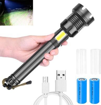 China Super Bright XHP90.2 XHP90 Lumens XHP90.2 LED Rechargeable Torch 90000 Outdoor Waterproof USB Tactical Flashlight With COB Light for sale