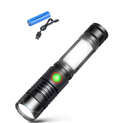 China Popular Amazon XML-T6 Camping And COB LED USB Rechargeable Flashlight Multi Function Torch With Clip for sale