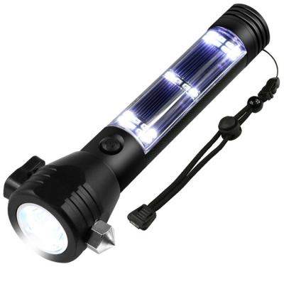 China Tactical Multi Function Car LED Flashlight Solar Car Flashlight Solar Powered Outdoor Flashlight With 2000mAh Battery for sale