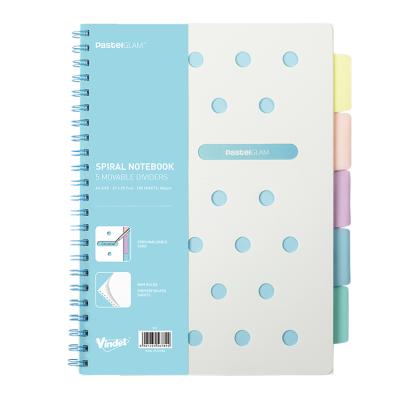 China Printed Spiral Notebook with Colorful Index Label Divider Bestselling Spiral Notebook Hard Cover A4 A5 Size for sale