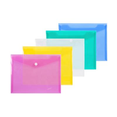 China Transparent PP Clear A5 Small Plastic Document Bag With Snap Button Closure for sale