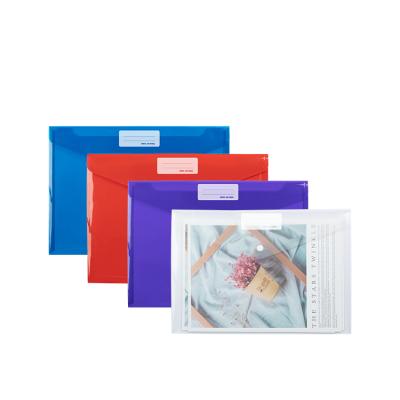 China Paper Plastic Envelopes Transparent Poly Envelopes Document Folders US Letters A4 Size File Envelope With Label Pocket And Snap Button for sale