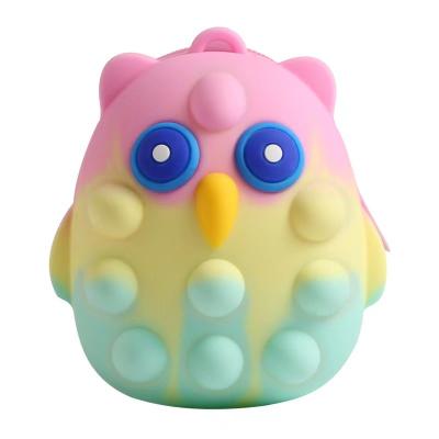 China Stress release toy in factory price silicone squeeze toy 3d owl stress balls wiggle toys for kids for sale