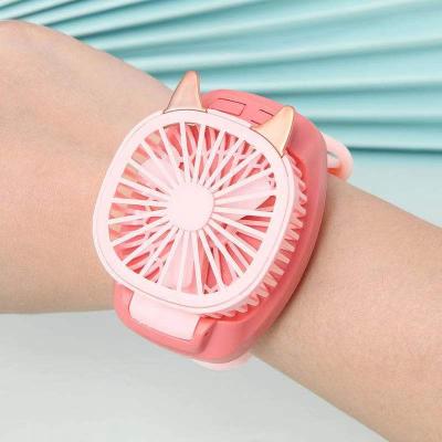 China Hotel In Running Kids USB Luminous Led Colorful Mini Watch Fan Handheld Personal Rechargeable Children for sale