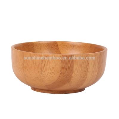 China Sustainable Natural Bamboo Wooden Kitchen Accessories Eco - Friendly Round Bamboo Salad Bowl Serving for sale