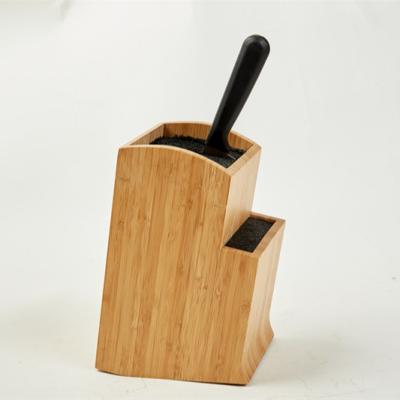 China Viable Custom Logo Multifunction Bamboo Wooden Cutter Stand Knife Rest Knife Block With PP Knife Core for sale