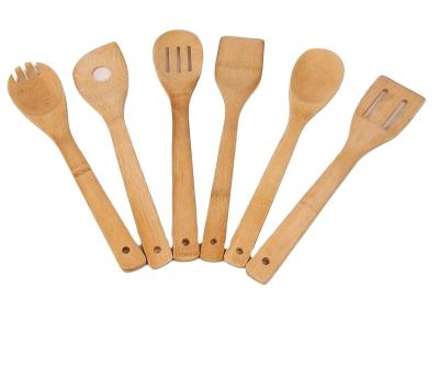 China Factory Sustainable Supply 6pcs Kitchen Bamboo Wooden Utensil Set Wooden Spoon Cooking Tool Kits 4 for sale