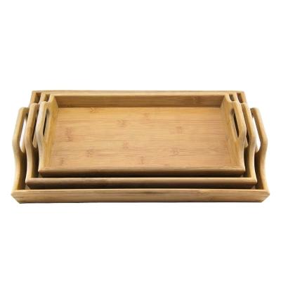 China Home.Restaurant.Bar.Hotel Mobile Food Service Bamboo Serving Dish Tray With Handles for sale