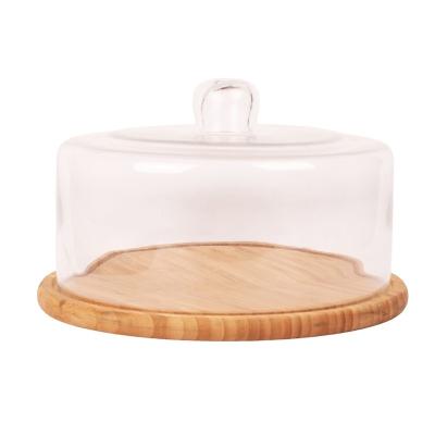 China Wholesale Home.Restaurant.Bar.Hotel Round Bamboo Wooden Food Dish Hotel Serving Tray With Glass Lid for sale