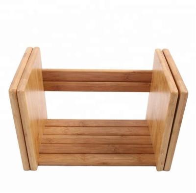 China Customized french bamboo wooden shelf foldable moder movable corner bookshelf for sale