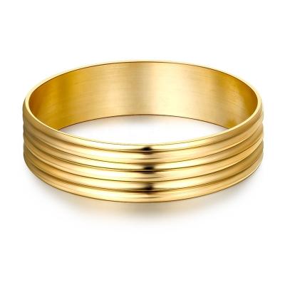 China Punk Gold Plated High Polished Wide Stainless Steel Cuff Bangle Bracelet For Women Girls for sale