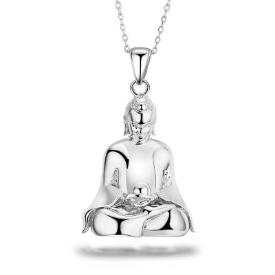 China High Dangling Buddha Necklace Men's Necklace Polished Stainless Steel Vintage Necklace for sale