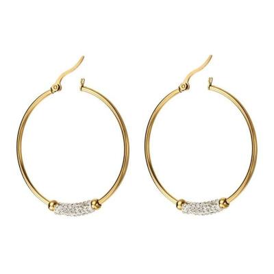 China FASHIONABLE Circle Earring Dangle Drop Stainless Steel with CZ Crystal Gold Plated Women Ear Jewelry for sale