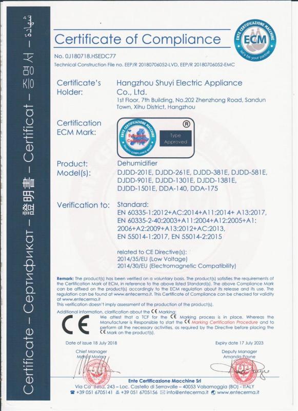 CE - Hangzhou Shuyi Electric Appliance Co., Ltd.