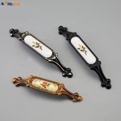 China Antique Vintage Bronze Ceramic Cabinet Handles Cupboard Wardrobe Door Drawer Cabinet Pull Knobs Kitchen Furniture Hardware Accessories for sale