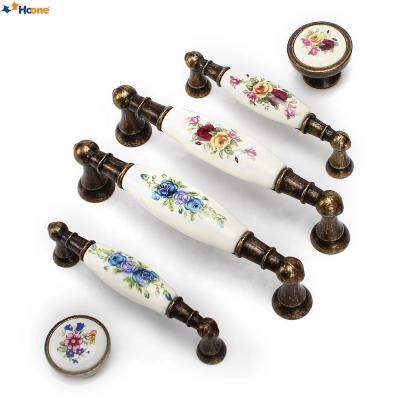 China Vintage Sideboard Handles Antique Ceramic Handle Luxury Ceramic Door Knob Handle for sale