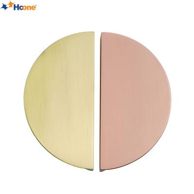 China Modern Rose Gold Brass Half Moon Handles and Knobs Cabinet Handles Guangdong Furniture Hardware Factory for sale