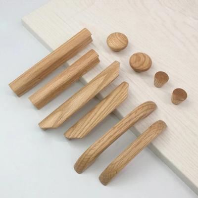 China OEM Solid Wood Drawer Handles Custom Drawer Wardrobe Drawer Wood Cabinet Drawer Pulls Wooden Door Handle for sale