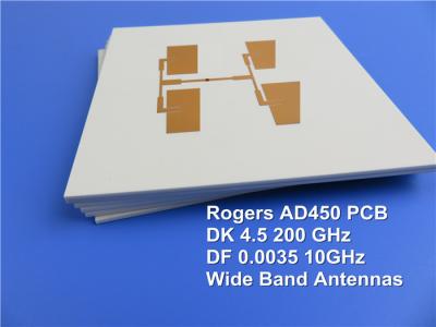 Cina PWB ad alta frequenza di Rogers AD450 sviluppato sul substrato di 10mil 0.254mm con l'oro di immersione per le ampie antenne della banda. in vendita