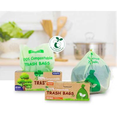 China Biodegradable Household Products BPI Eco Cornstarch Waste Bag On Roll Compostable Waste Bags for sale