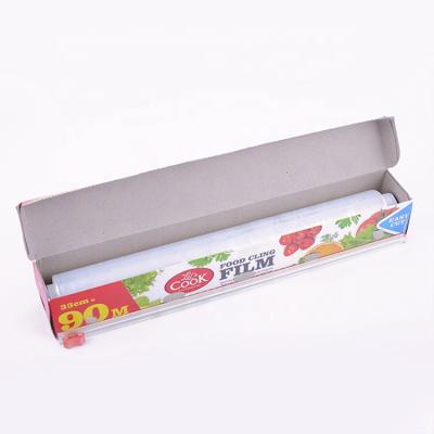 China Best Food Grade Safe Household Moisture Proof Fresh Plastic PE Cling Film Roll Packaging for sale