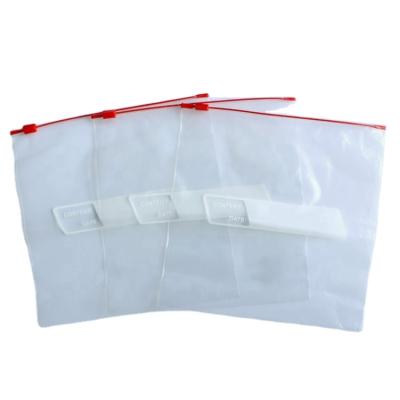 China Recyclable Clear LDPE Self Seal Bag Food Grade Reusable Slider Zipper Plastic Zip Lock With Red Side for sale