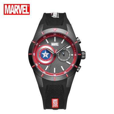 China Multiple Time Zone Captain America Silicone Band Reloj Stainless Steel Quartz Movement Wristwatches For Men for sale