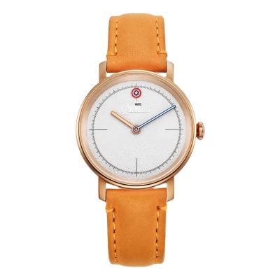 China Rose Gold Stainless Steel Full Polished Women's 3D Corner Watch Water Resistant Custom Leather Strap Coated Watch for sale