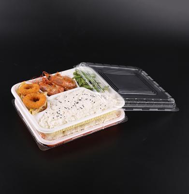 China Custom Microwavable Bento Box 4 Compartment Disposable Fast Food Plastic Takeaway Storage Container With Lid for sale