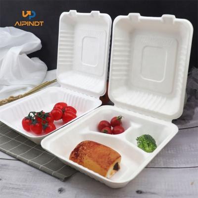 China Sugarcane Tableware Bagasse Clamshell Lunch Box Microwavable Biodegradable Food Container and Takeout Container for sale