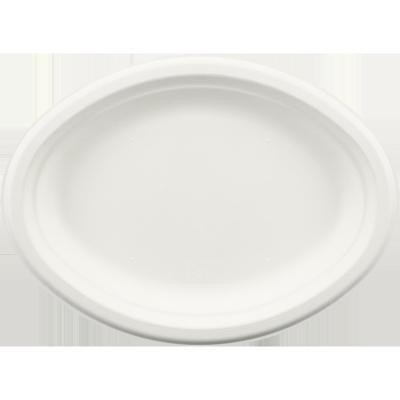 China Disposable Tableware 26x20cm Bagasse Fiber Disposable Oval Sugarcane Dish for sale