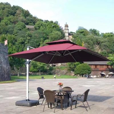 China Custom Commercial Modern Aluminum Cantilever Cantilever Patio Modern Aluminum Cantilever Side Crank Sunshade Garden Sun Crank Design Patio Umbrella for sale