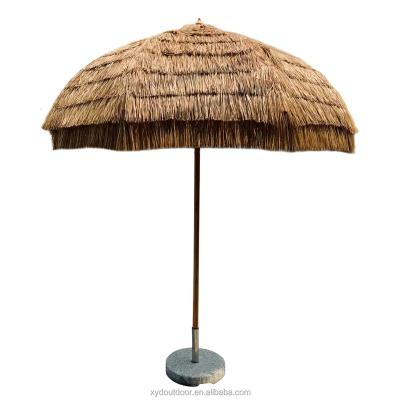 China Modern Hot Selling Durable Steel Pole Straw Umbrella Guarda-chuva de palha Beach Full Straw Canopy Cloth Umbrella for sale