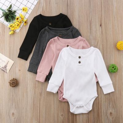 China Rainbow Plus Size Baby Knitted Newborn Boy Autumn Winter Rompers Girl Long Sleeve Rompers With Button Cotton Jumpsui for sale