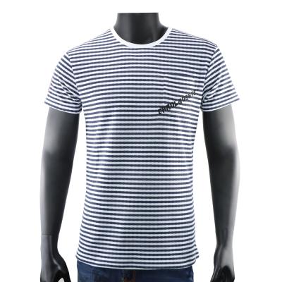 China Anti-wrinkle men casual shirt striped clothing factories in china letter print crew neck T-shirt for sale