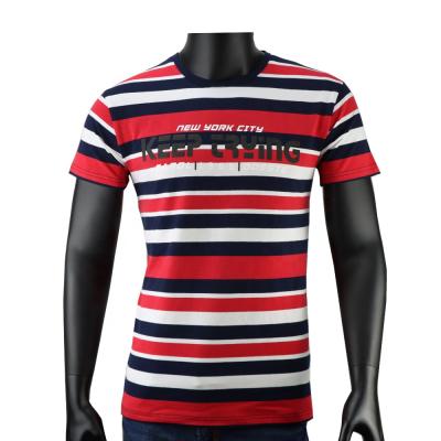 China 2021 Anti-Wrinkle Fashion Summer T-shirts High Quality 100% Cotton Yarn Dye Stripe T-shirt For Men for sale