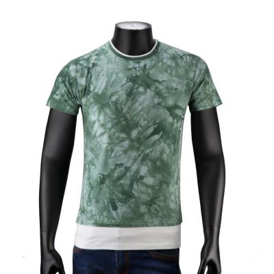 China Anti-Wrinkle OEM Short Sleeve Cotton Blend Tie Dye Men Tee 95%cotton 5%spandex Colored Crew Neck Tee for sale